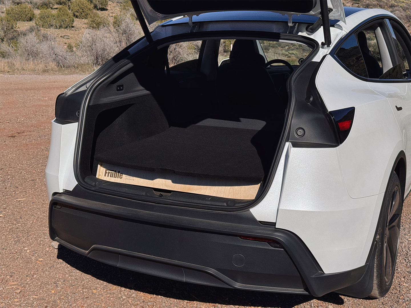 Tesla Model Y Camper Kit Ultralite showing perfectly level sleeping surface